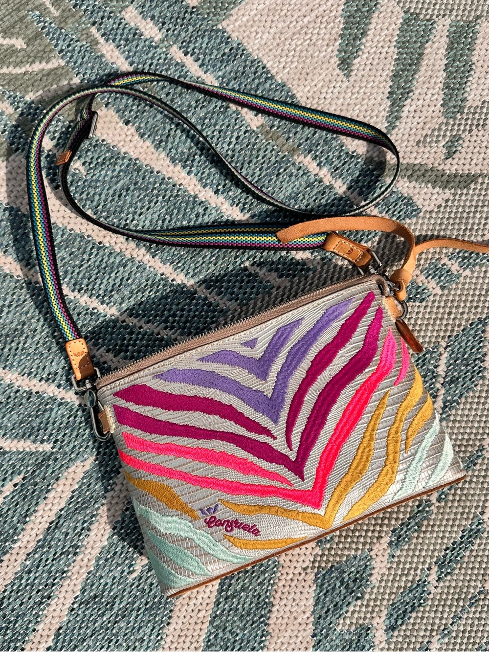 Consuela (midtown) Zebra-Print Crossbody Bag - Pink, Purple & Yellow